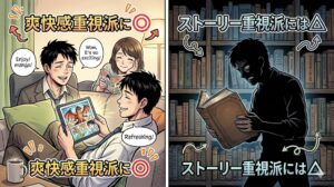 転生賢者の異世界ライフはどんな人におすすめ？爽快感重視派とストーリー重視派の比較イメージ