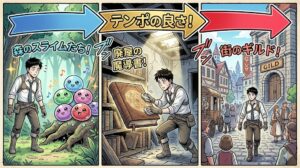 転生賢者の異世界ライフ｜1巻のテンポよく展開するストーリーの流れのイメージ図