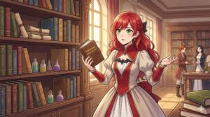 漫画「悪役令嬢って何をすればいいんだっけ？」1巻のレビュー記事の画像。主人公カーナが 困惑している様子と作品の明るい雰囲気を表現したイラスト。