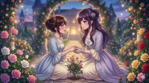 アナスタシアとリリベルの友情。女の子同士のピュアな交流が描かれる、最高に尊いシーン。16:9。
