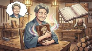 読後、温かい気持ちで漫画を閉じる屯田林恵三郎おじさんの精神体